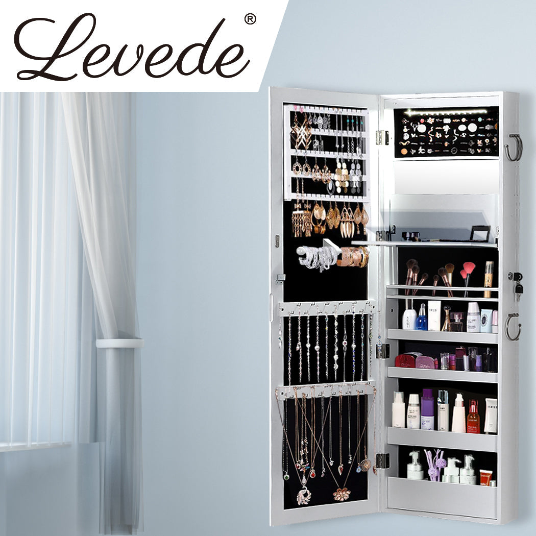 37Cm X 9Cm 122Cm Mirror Jewellery Cabinet Jewelry White
