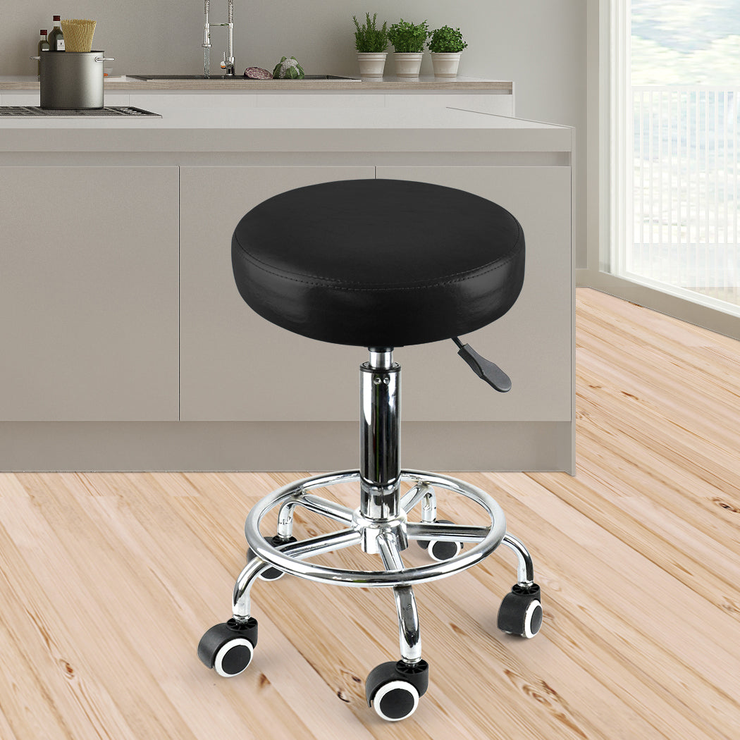 Salon Stool Swivel Bar Stools Black Silver