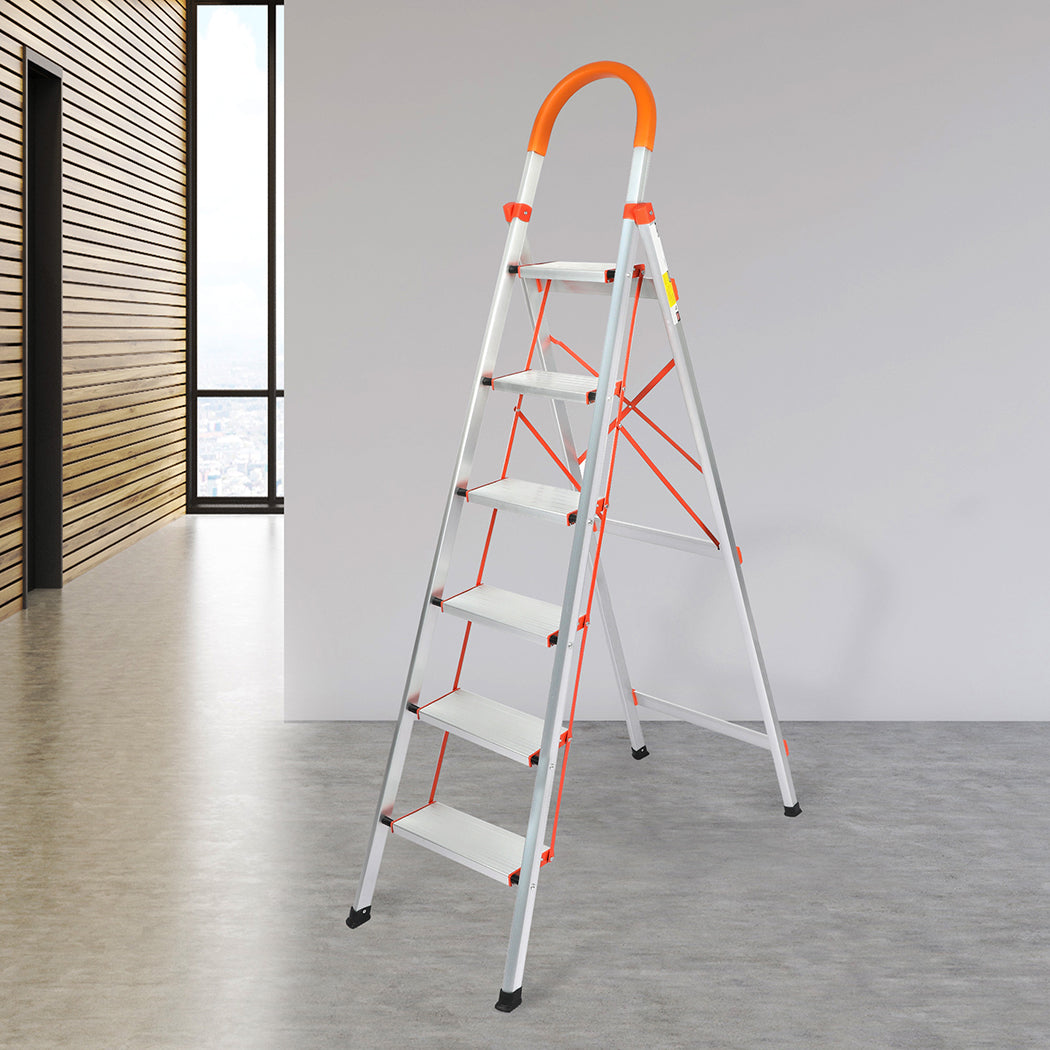 Traderight 6 Step Ladder Folding Aluminium