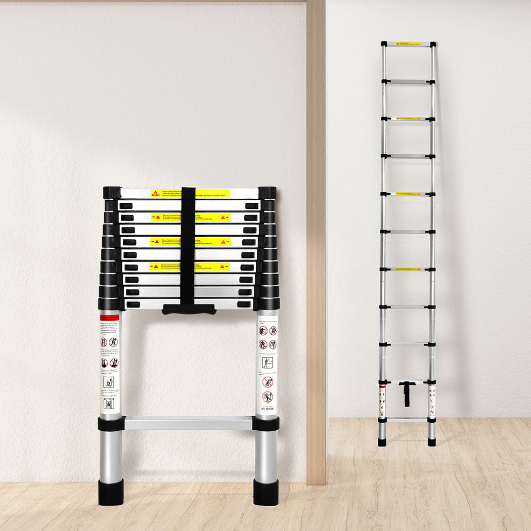 Traderight Multipurpose Ladder Telescopic 3.2M Silver Meter