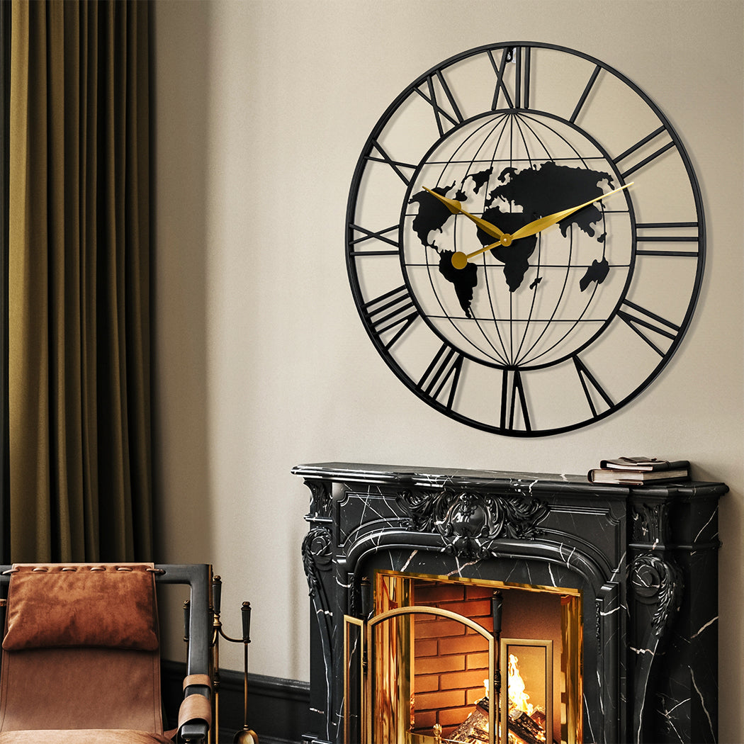 Yezi 75Cm Large Wall Clock Roman Numeral Home Black