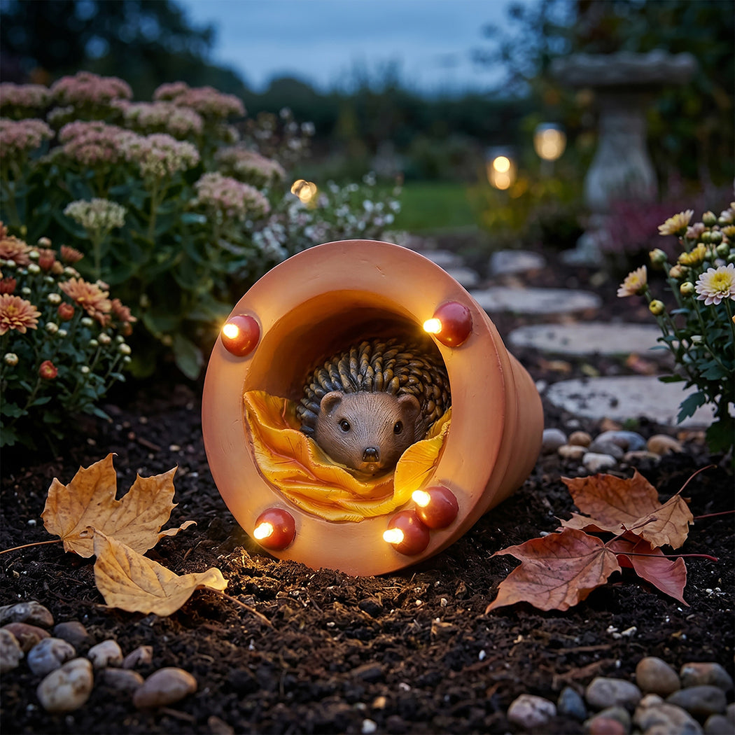 Emitto Hedgehog Solar Garden Statue Light Hand Painted Outdoor Decor