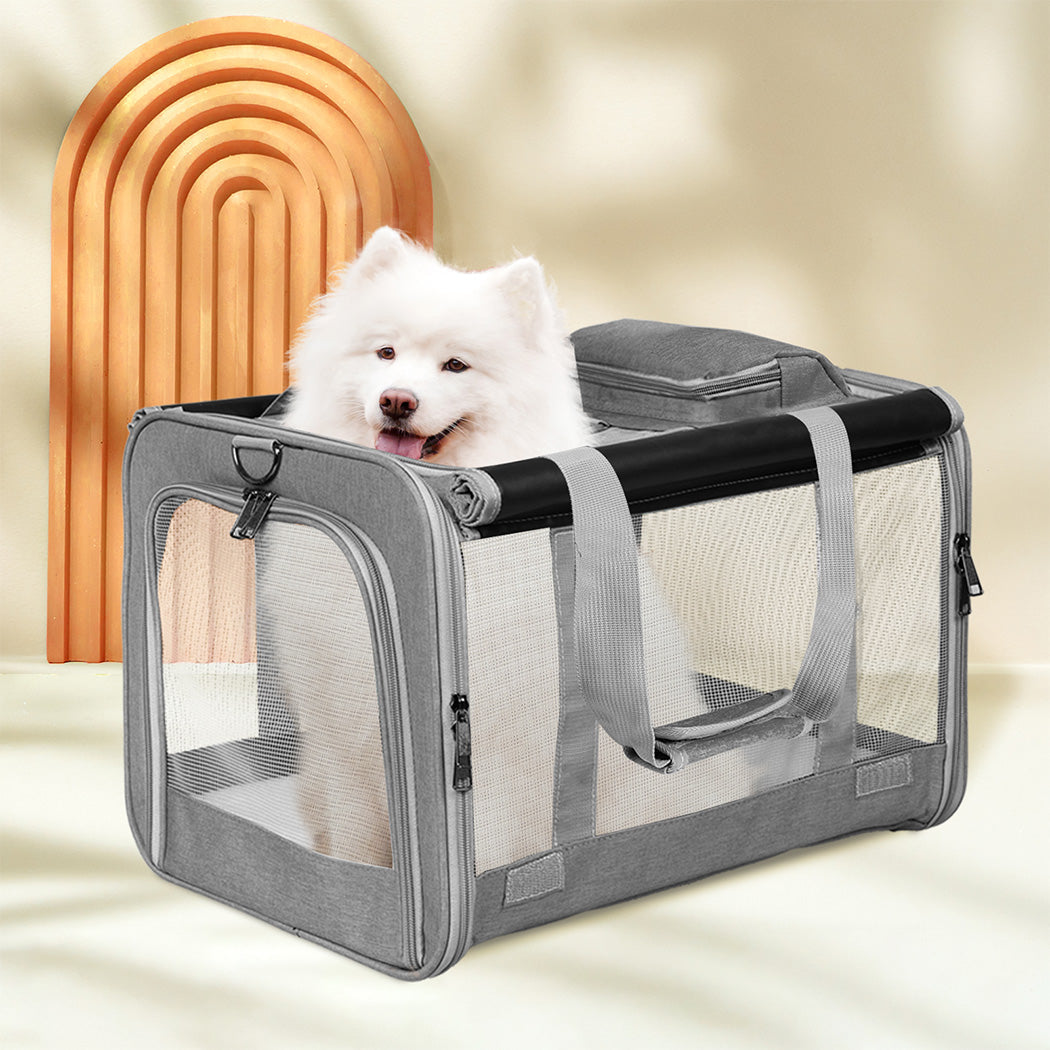 Pawz 3 In 1 Pet Soft Crate Dog Cat Carrier Xl Size Grey Versatile And Comfortable Travel Solution