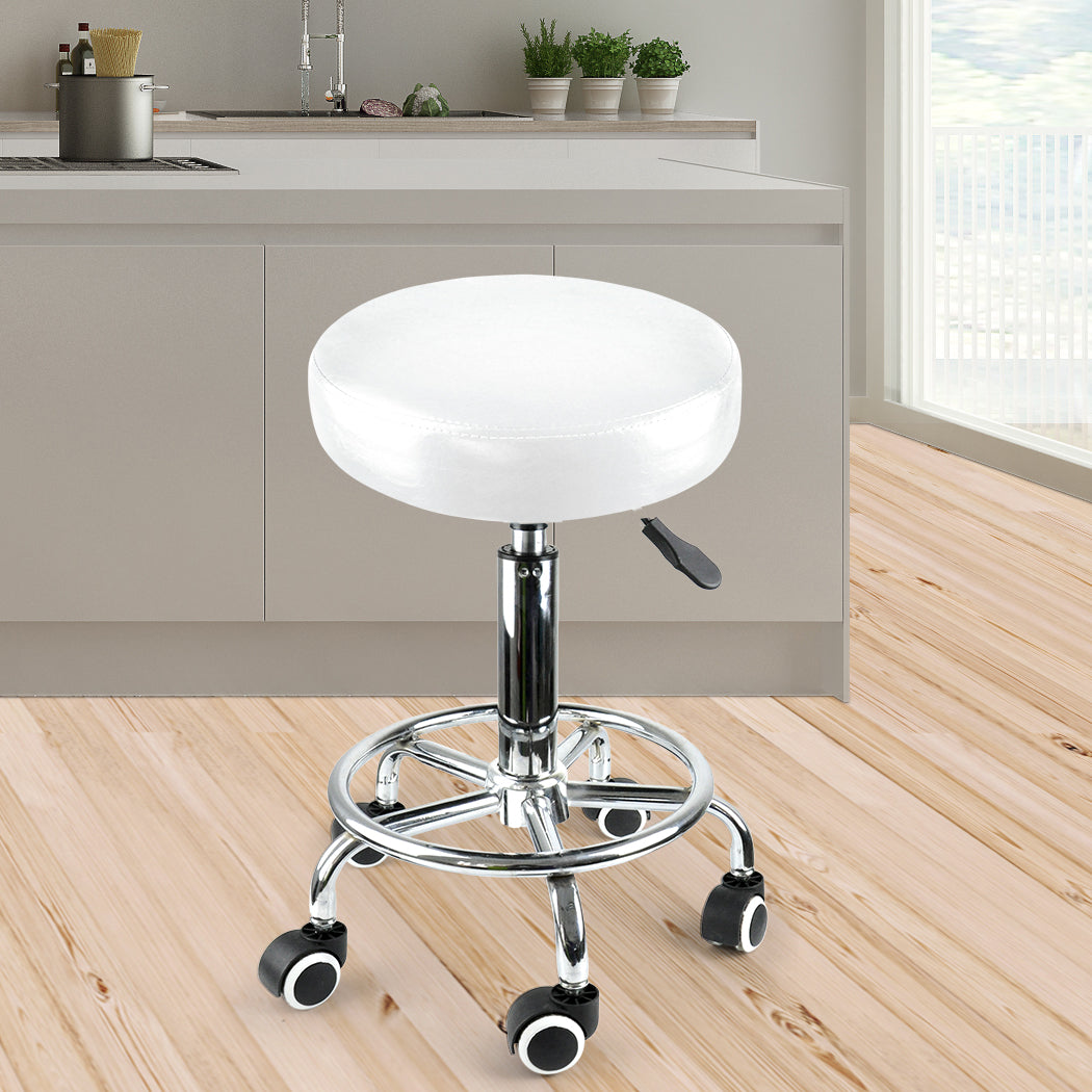Salon Stool Swivel Hairdressing White