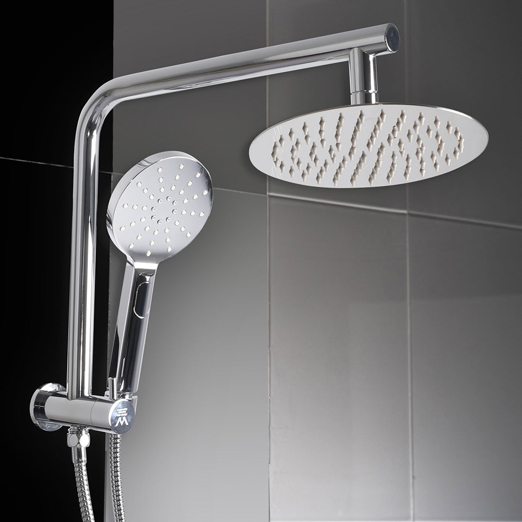 Shower Head High Pressure Set Rain Round Silver