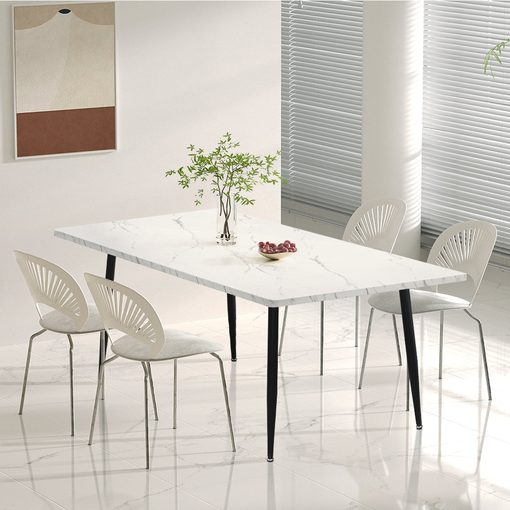 Steel Dining Table 4-6 Seater 150Cm White