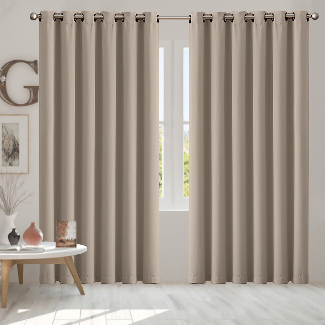 1 Sets of Sello 1 Sets Of 2X Blockout Curtains Panels 3 Layers Beige 240 230Cm