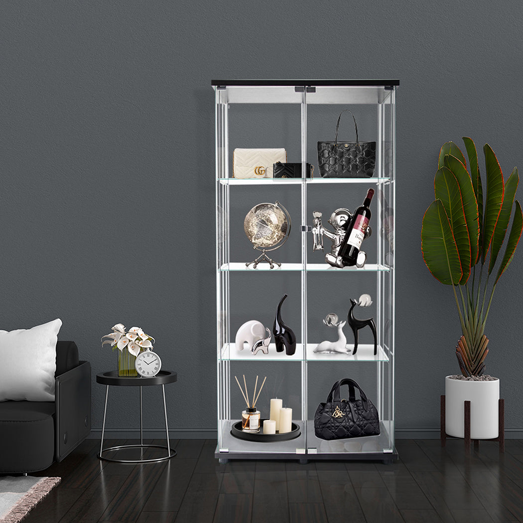 164Cm Glass Display Cabinet 2 Doors Storage Showcase Elegant Home Decor Piece