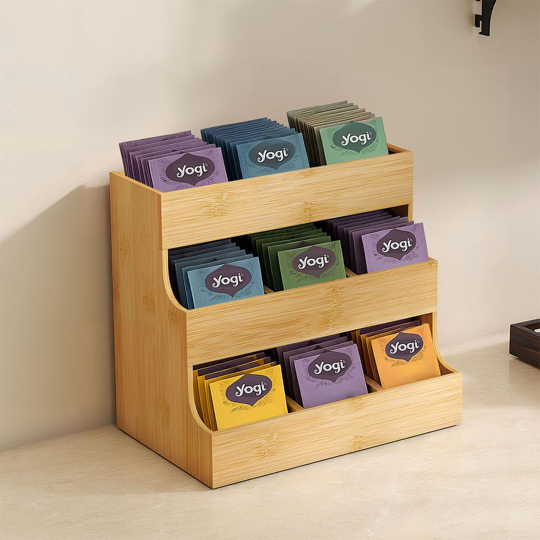 Toque Vertical Bamboo Tea Organizer Holds 180 Bags