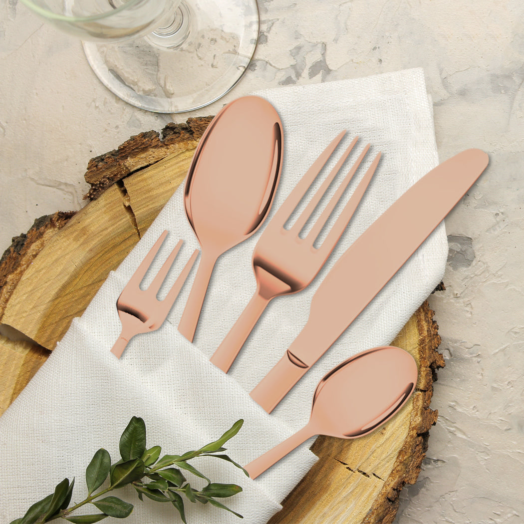 Stainless Steel Cutlery Set Glossy Knife Rose Gold