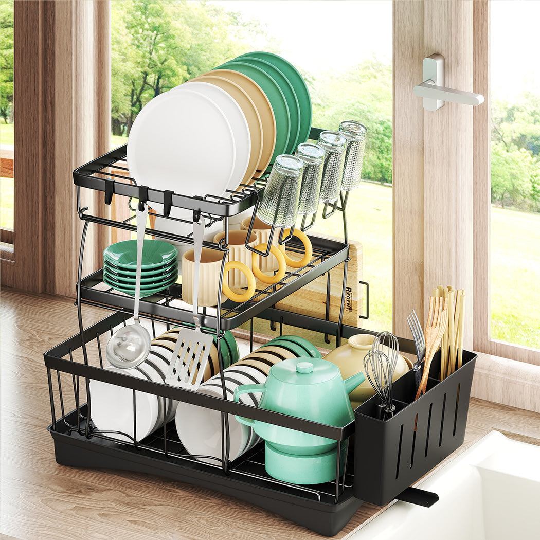Toque Dish Drying Rack Plate Drainer Cup Holder