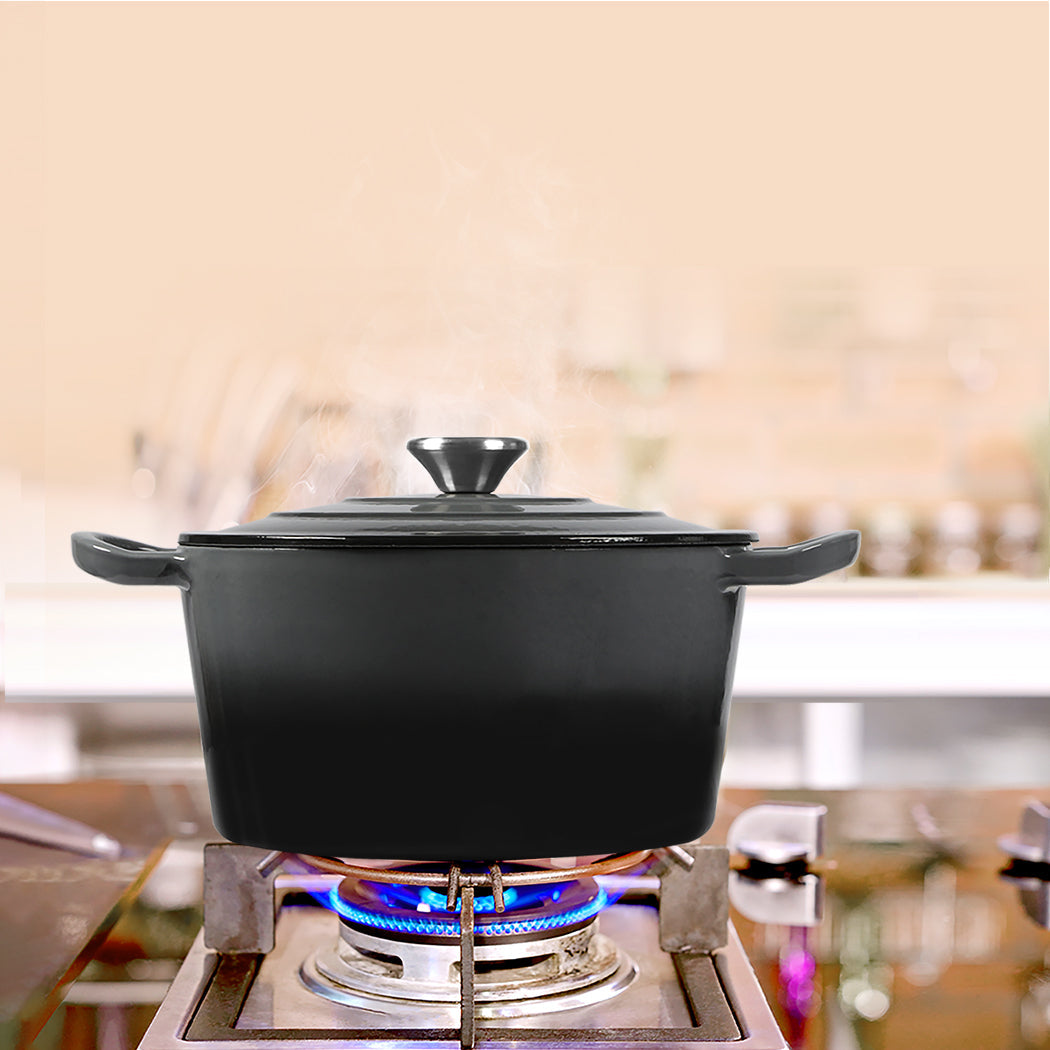 Toque 4L Enamel Dutch Oven Pot Cookware Black