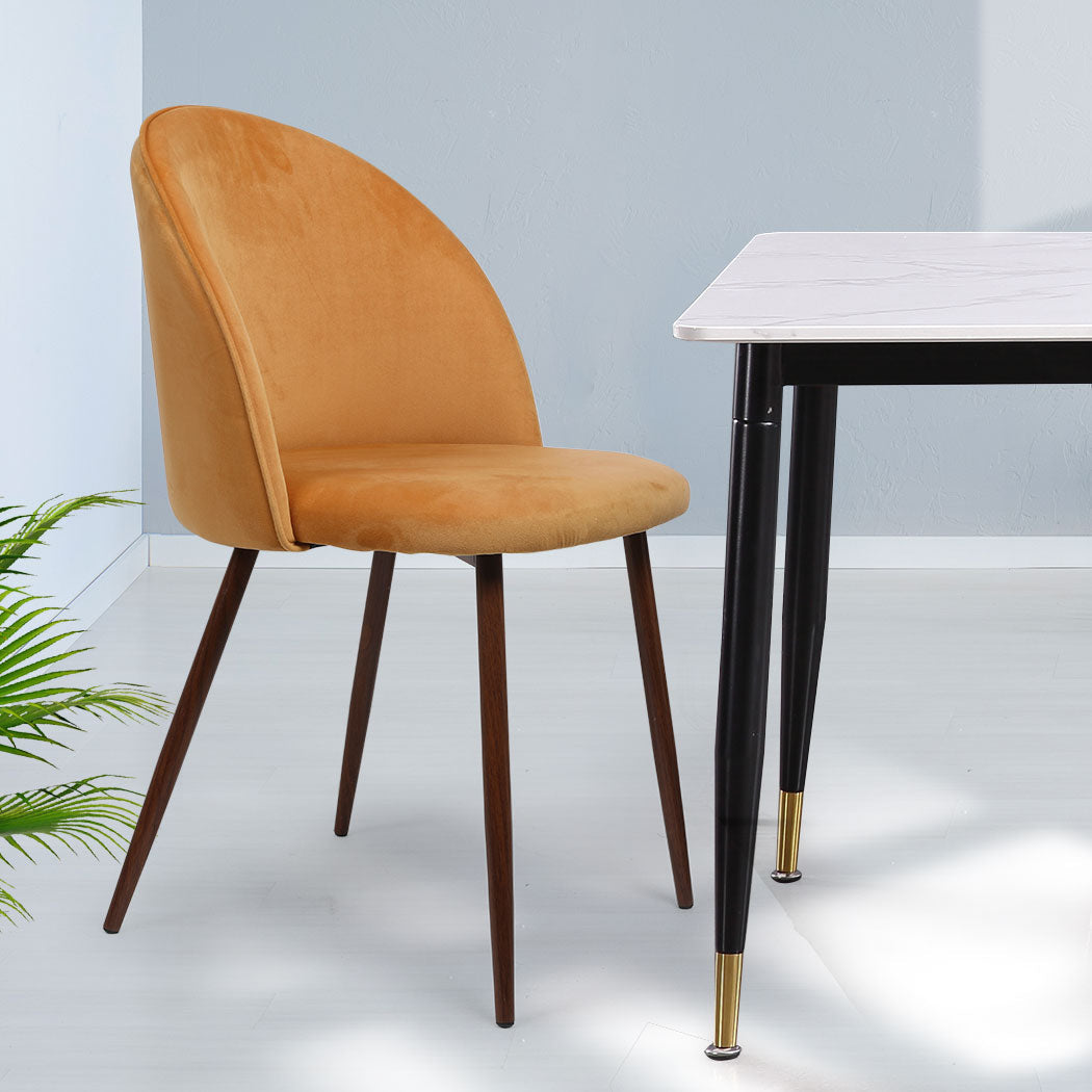 Stylish Dining Chairs Set Of 2 French Mustard Wooden Seat Comfortable Home Seating