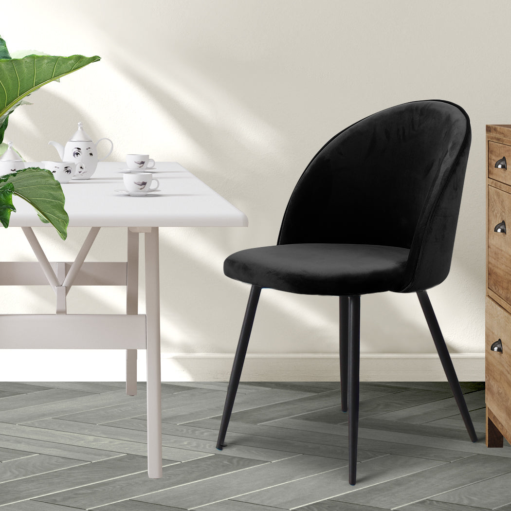 Set Of 2 Black Dining Chairs For Kitchen Or Cafe Modern Comfortable Seating Option