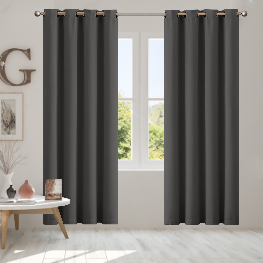 1 Sets of Sello 1 Sets Of 2X Blockout Curtains Panels 3 Layers Charcoal 132 160Cm