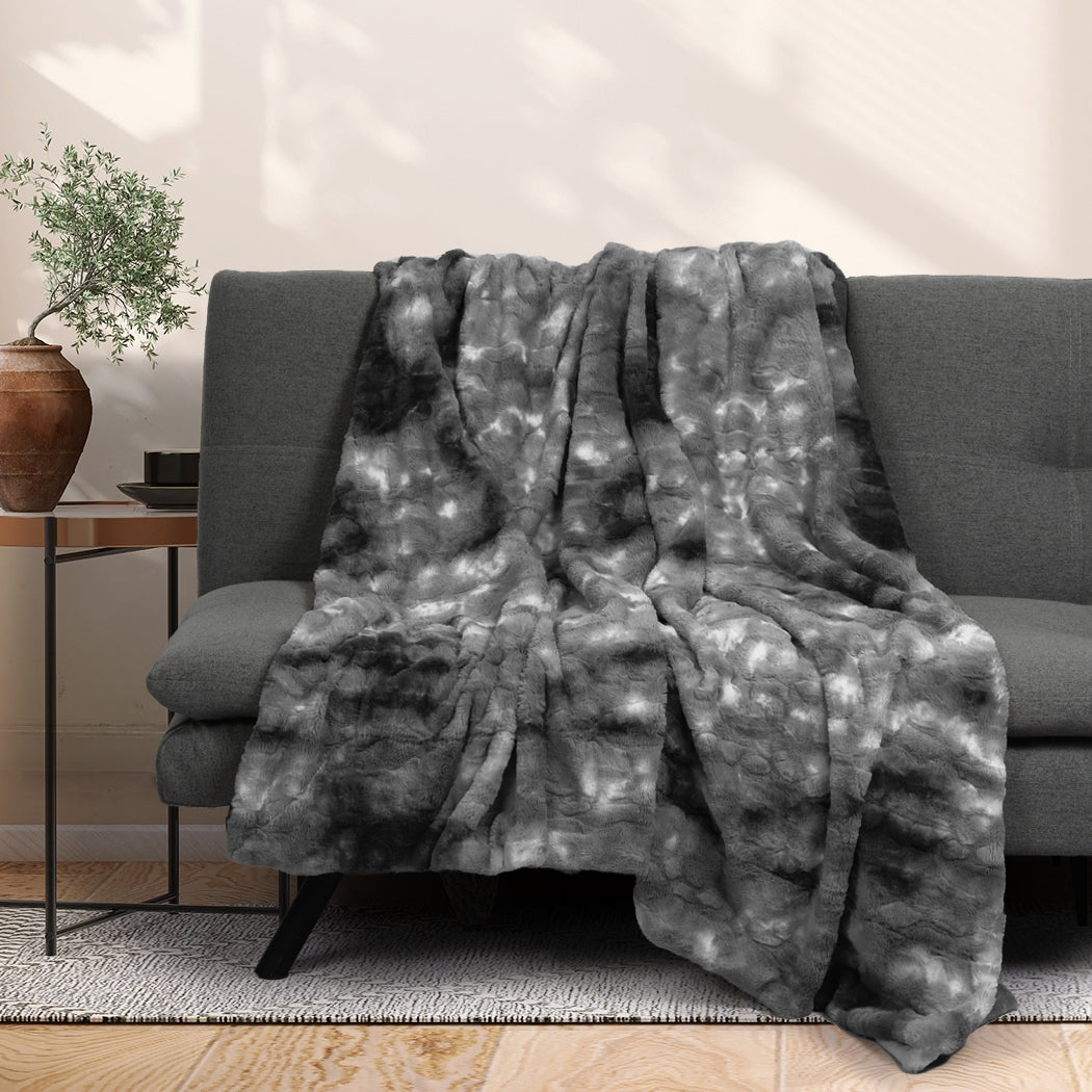 Dreamz Luxury Tie Dyed Blanket Grey 127Cm X 152Cm