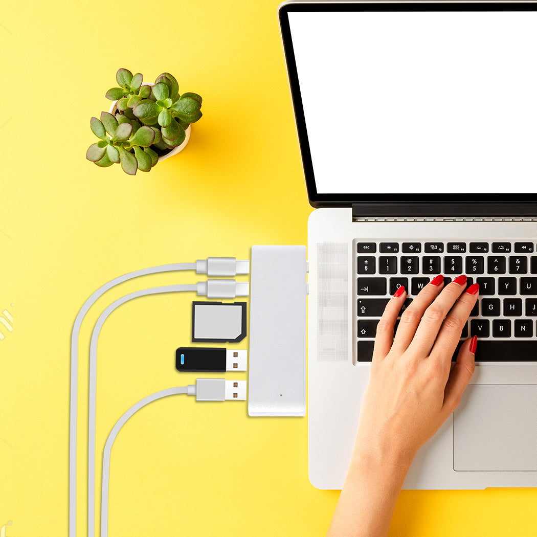 Usb 3.0 Type C Hub 6 Port Powered Adapter Silver