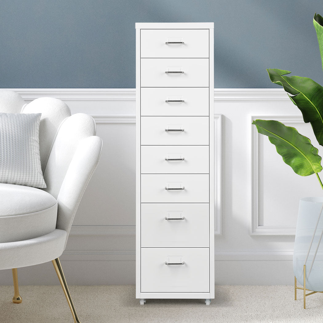 Office Cabinet 8 Drawer Drawers Filing Steel Frame White