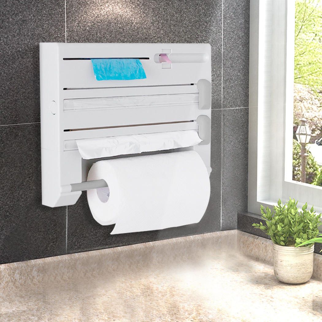 6In1 Wall Mounted Kitchen Rack Towel White