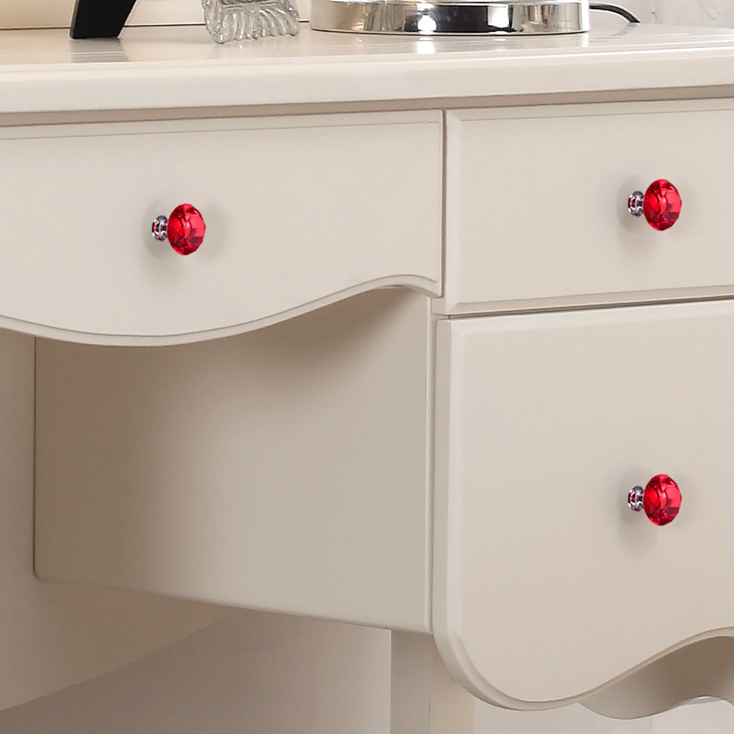 16 Pcs Red Crystal Knobs Diamond 30Mm Small
