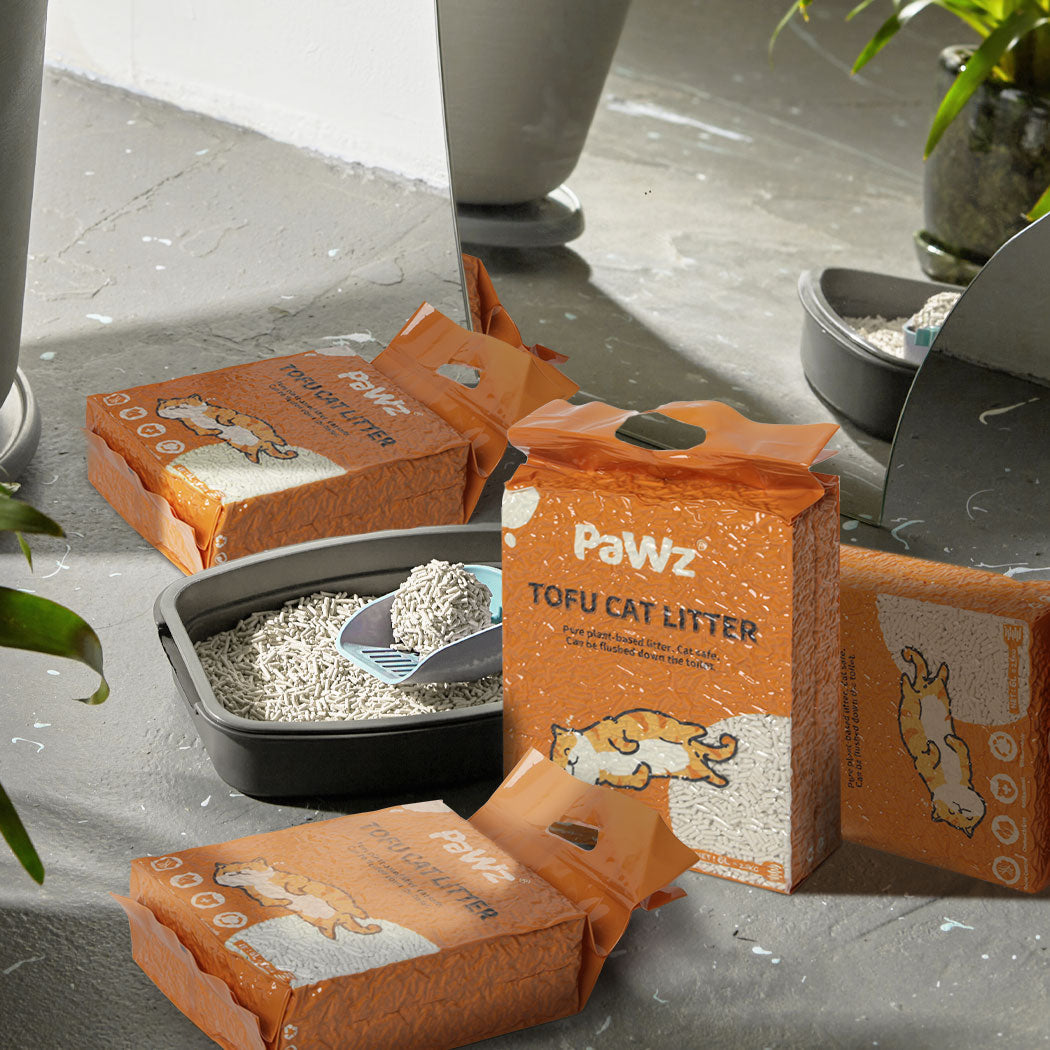 Pawz 2.5Kg Tofu Cat Litter Clumping Natural 6Pcs