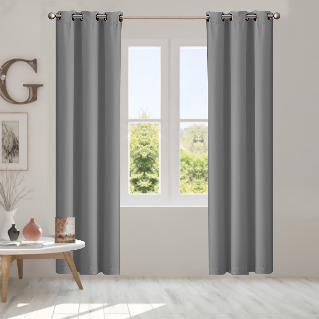 1 Sets of Sello 1 Sets Of 2X Blockout Curtains Panels 3 Layers Grey 132 213Cm