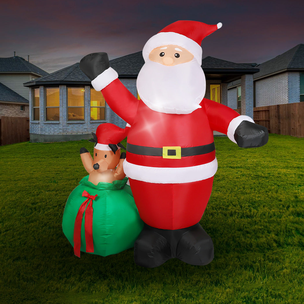 Santaco Christmas Inflatable Outdoor Claus Elk 2.2M Xmas Decoration Light