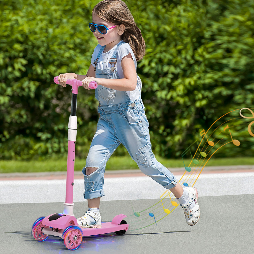 Bopeep Foldable Kids Scooter Led Music Pink