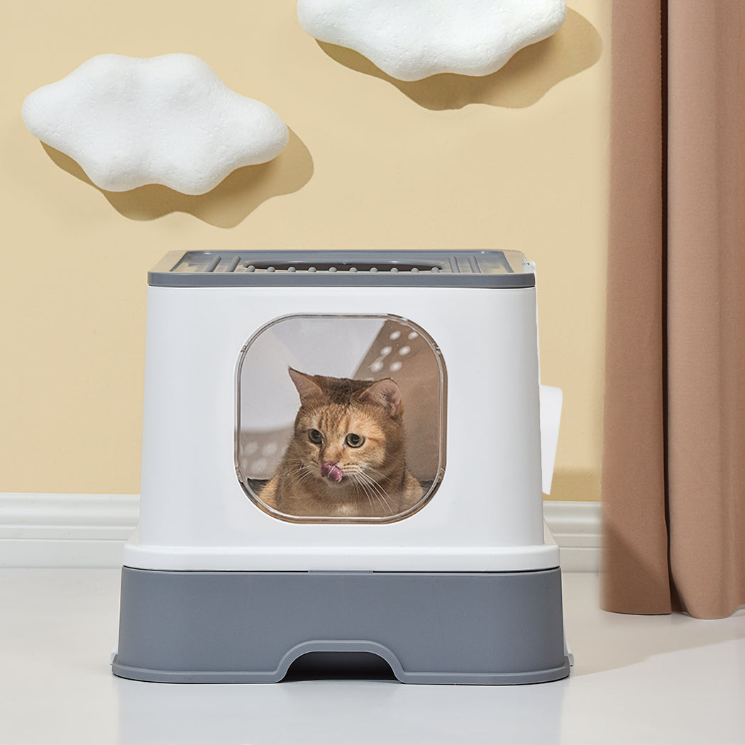 Pawz Cat Litter Box Fully Enclosed Kitty Blue