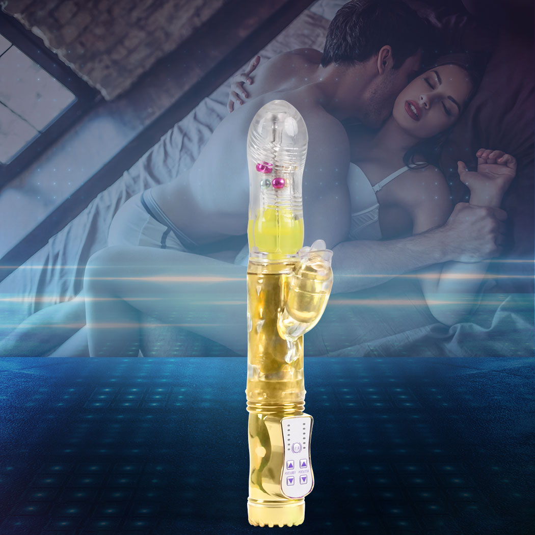 Rabbit Vibrator Masturbator Thrusting Gold