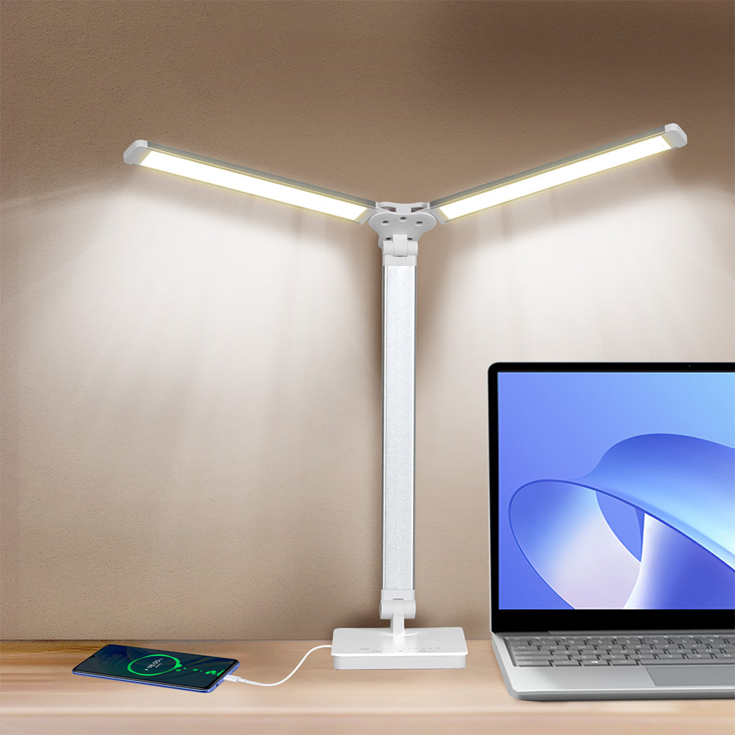 Emitto Double Head Desk Lamp Led Light Eye Caring Usb