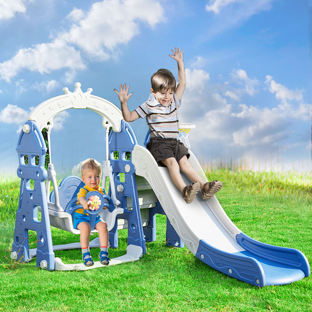 Bopeep Kids Slide Swing Basketball Ring Blue