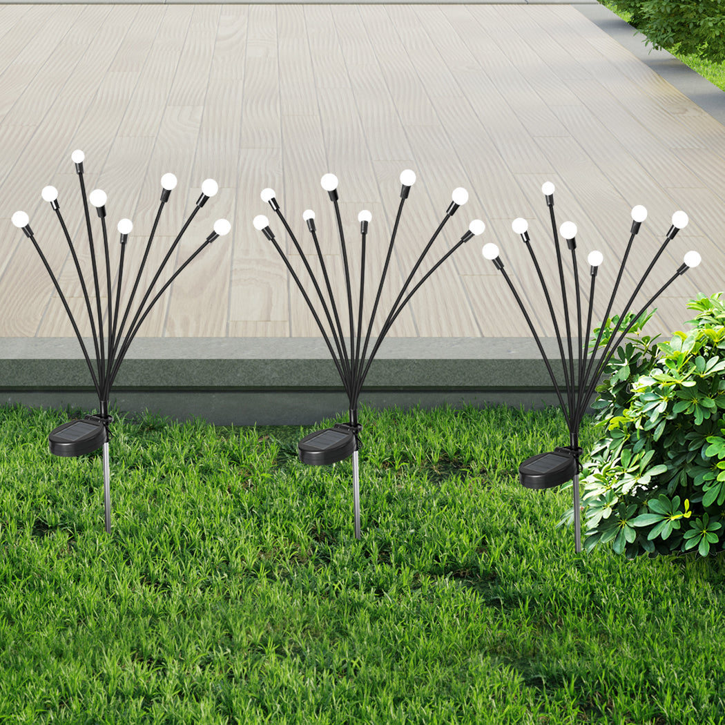 Firfly Solar Lawn Lights 8Led 4Pc Outdoor Black