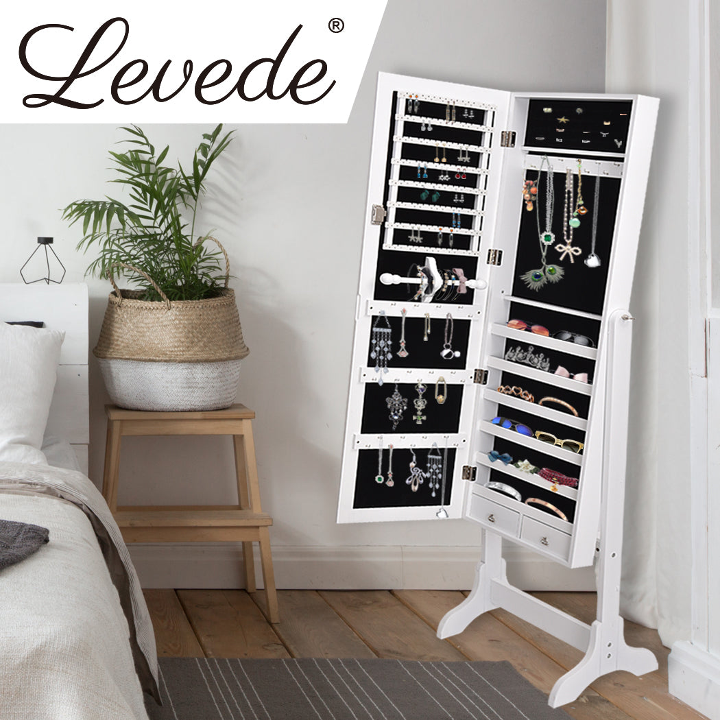 41.5Cm X 38Cm 155Cm Mirror Jewellery Cabinet Makeup White