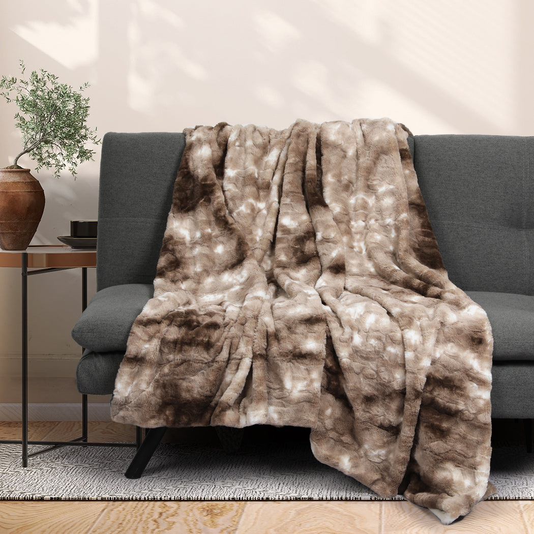 Dreamz Luxury Tie Dyed Blanket Brown 152Cm X 203Cm