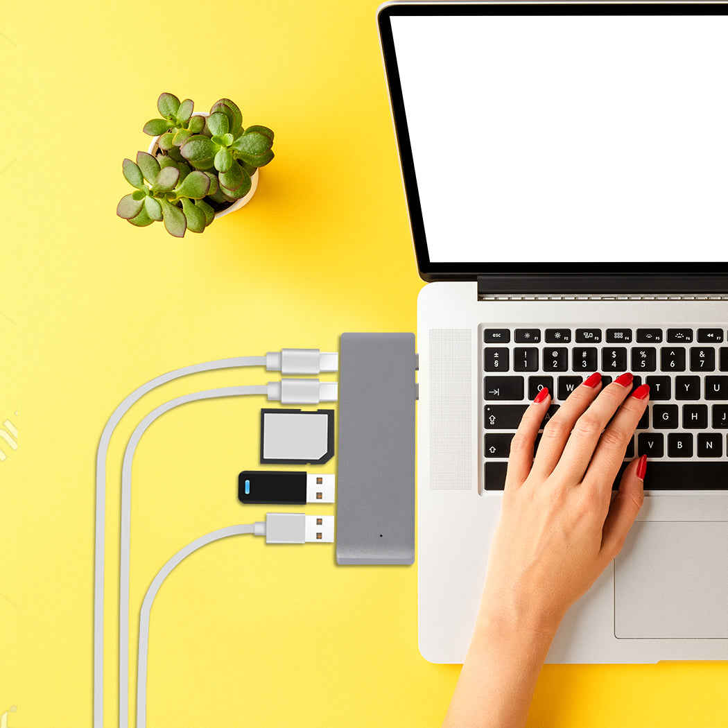 Usb 3.0 Type C Hub 6 Port Powered Adapter Grey