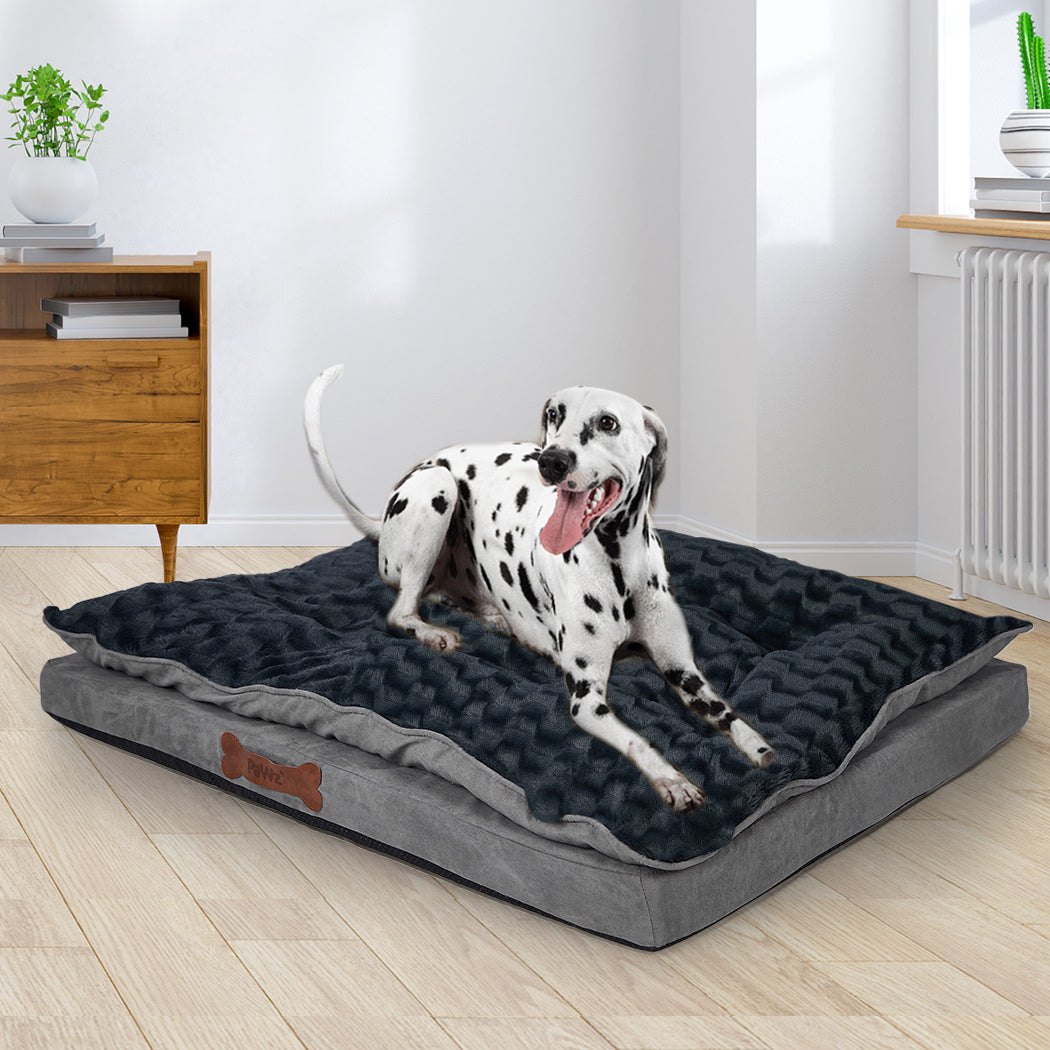 Dog Calming Bed Soft Plush Comfy Large Grey Warm Cushion For Pet Relaxation