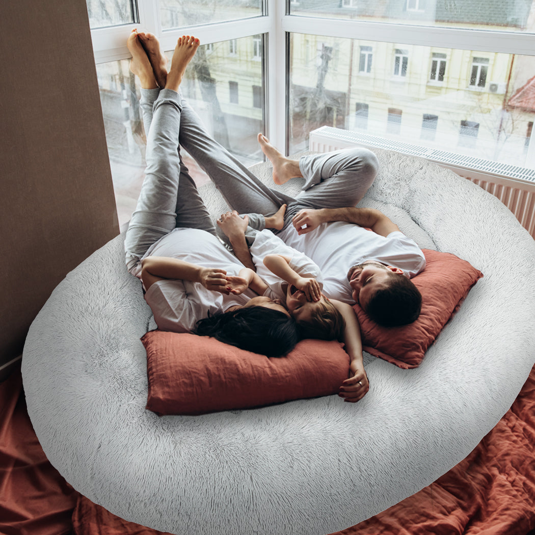 Fluffy Grey 1.8M Human Size Pet Bed Comfortable Soft Plush For Pets And People