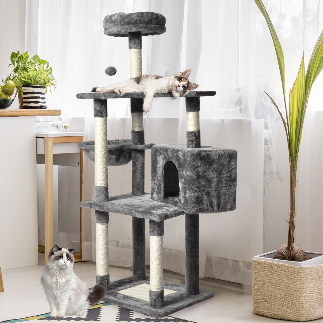 Pawz 130Cm Cat Tree Toy Scratching Post Grey
