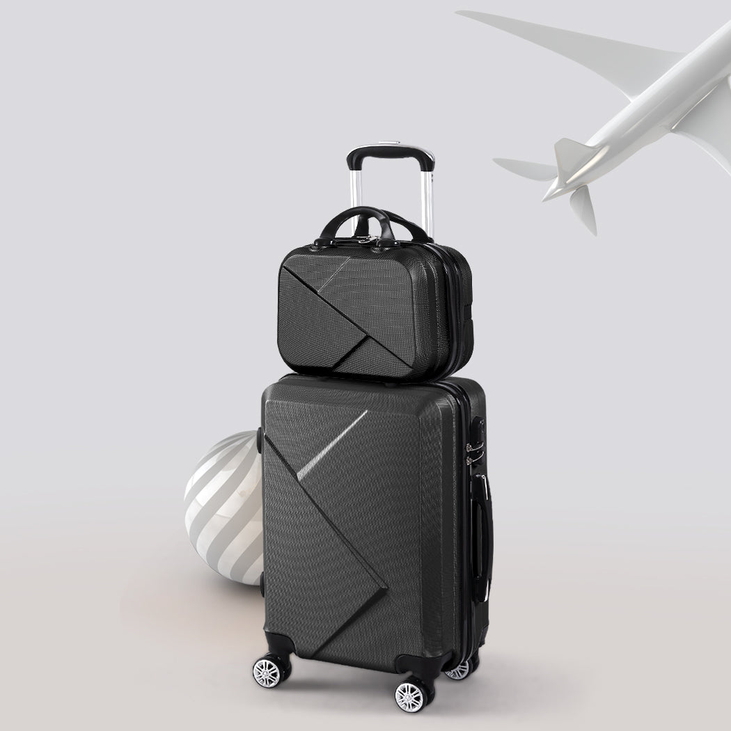 Slimbridge 2Pcs 20"Travel Luggage Set Black