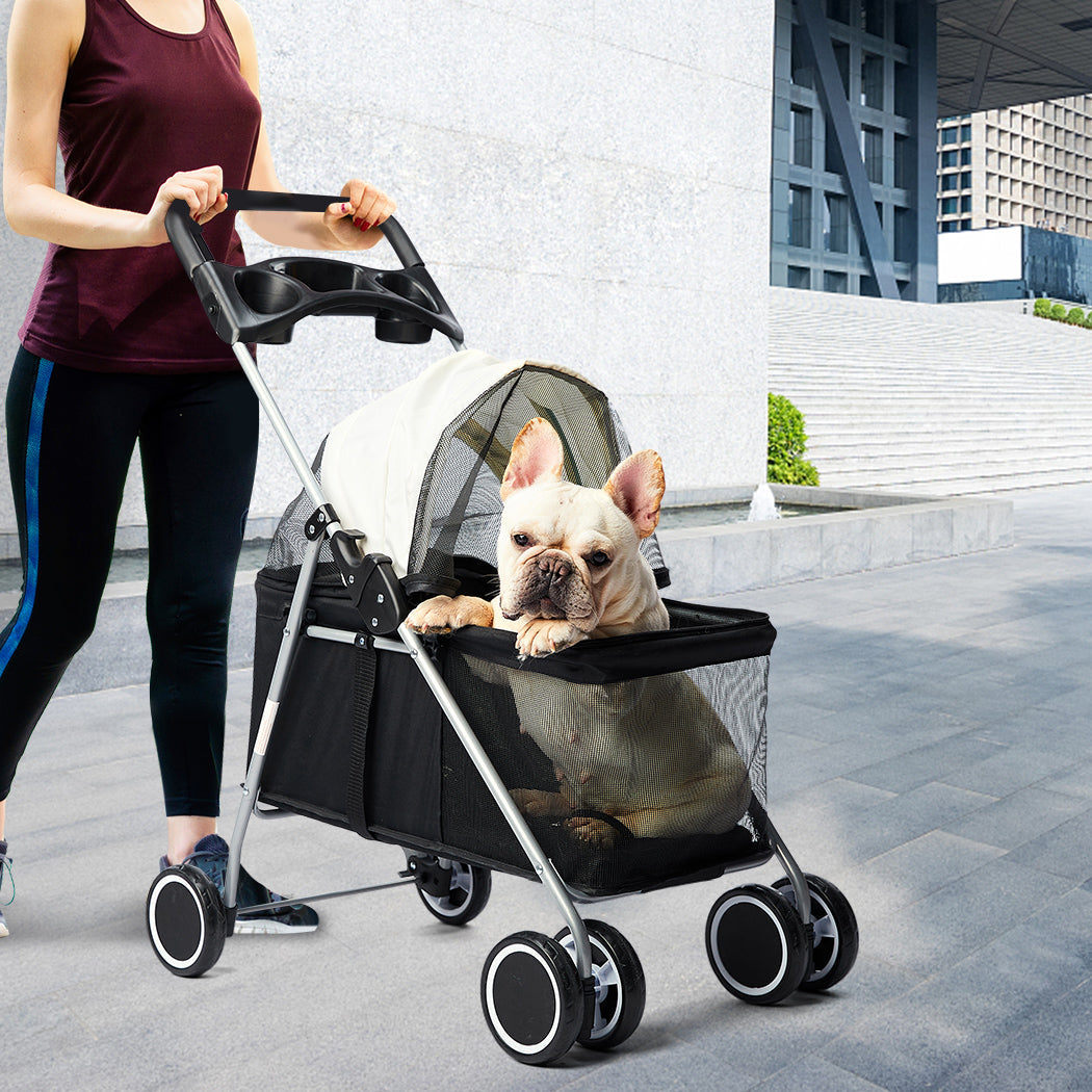 Pawz Large Pet Stroller Dog Cat Carrier Black
