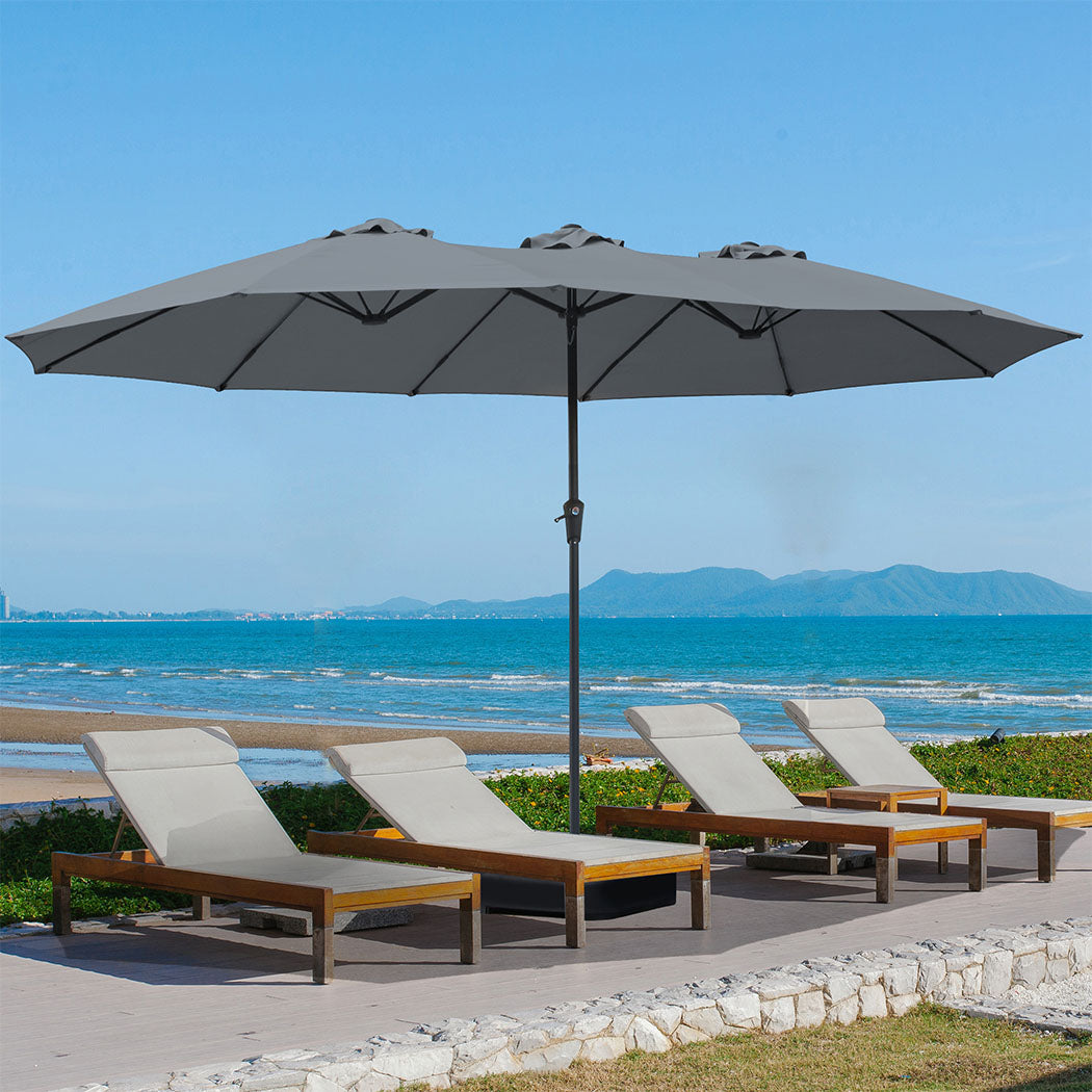 Centra 4.5M Double-Sided Patio Umbrella Outdoor Base Stand Grey