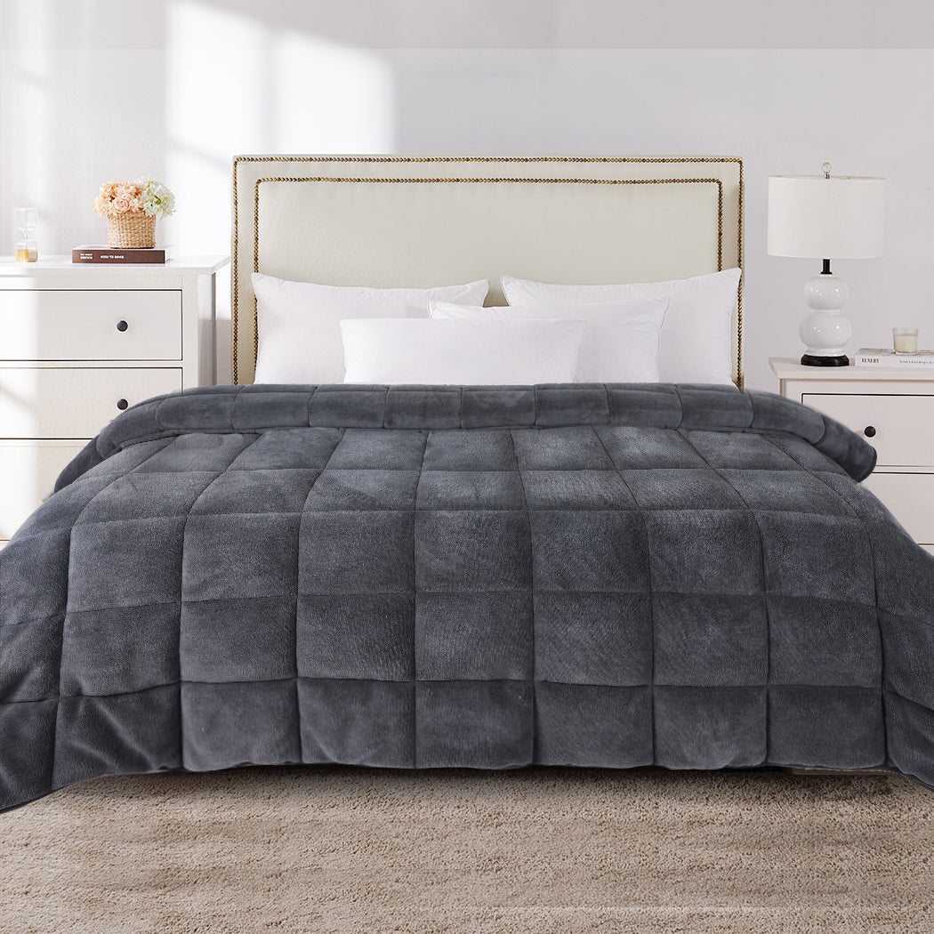 Dreamz Quilt Doona Comforter Blanket Grey King