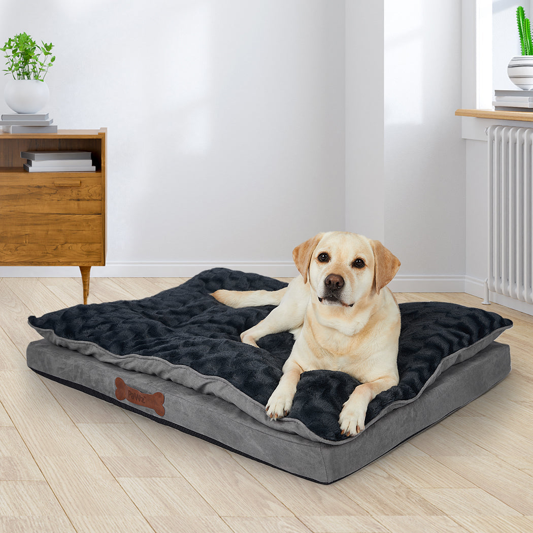 Dog Calming Bed Warm Soft Plush Comfy Xl Grey Large