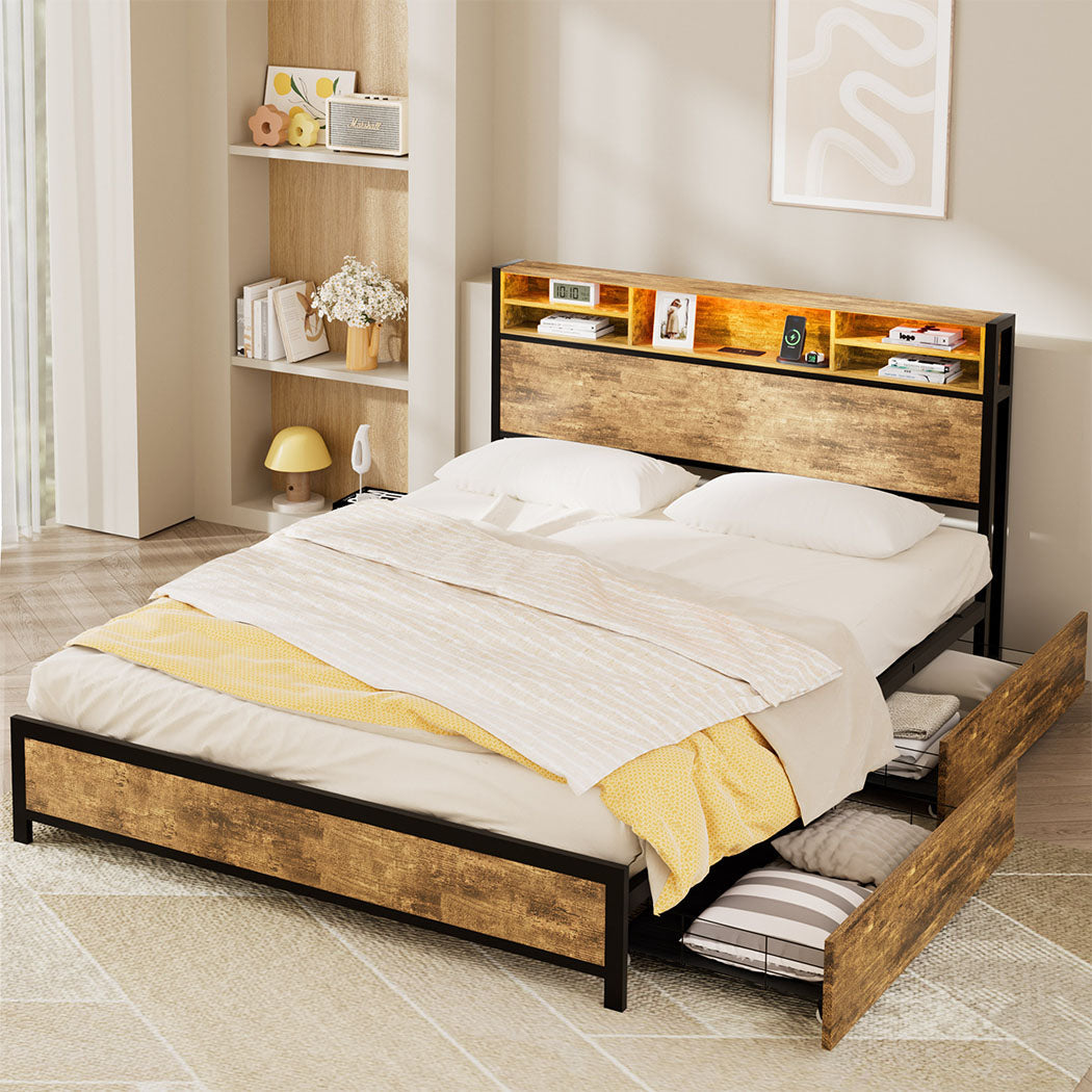 Queen Size Bed Frame Modern Durable Base For Comfortable Sleep And Bedroom Style