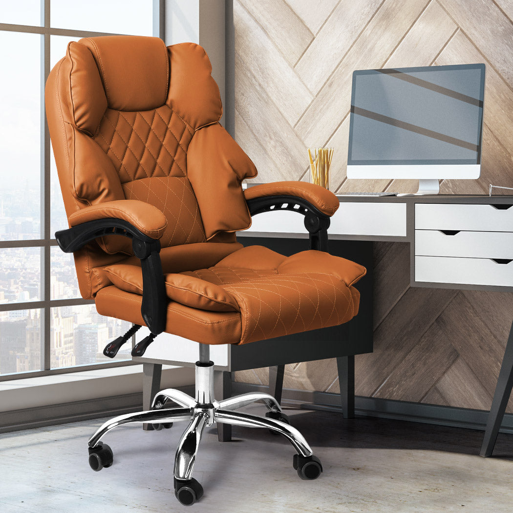 Gaming Chair Office Computer Brown Ergonomic Seating For Work Or Play Without Footrest