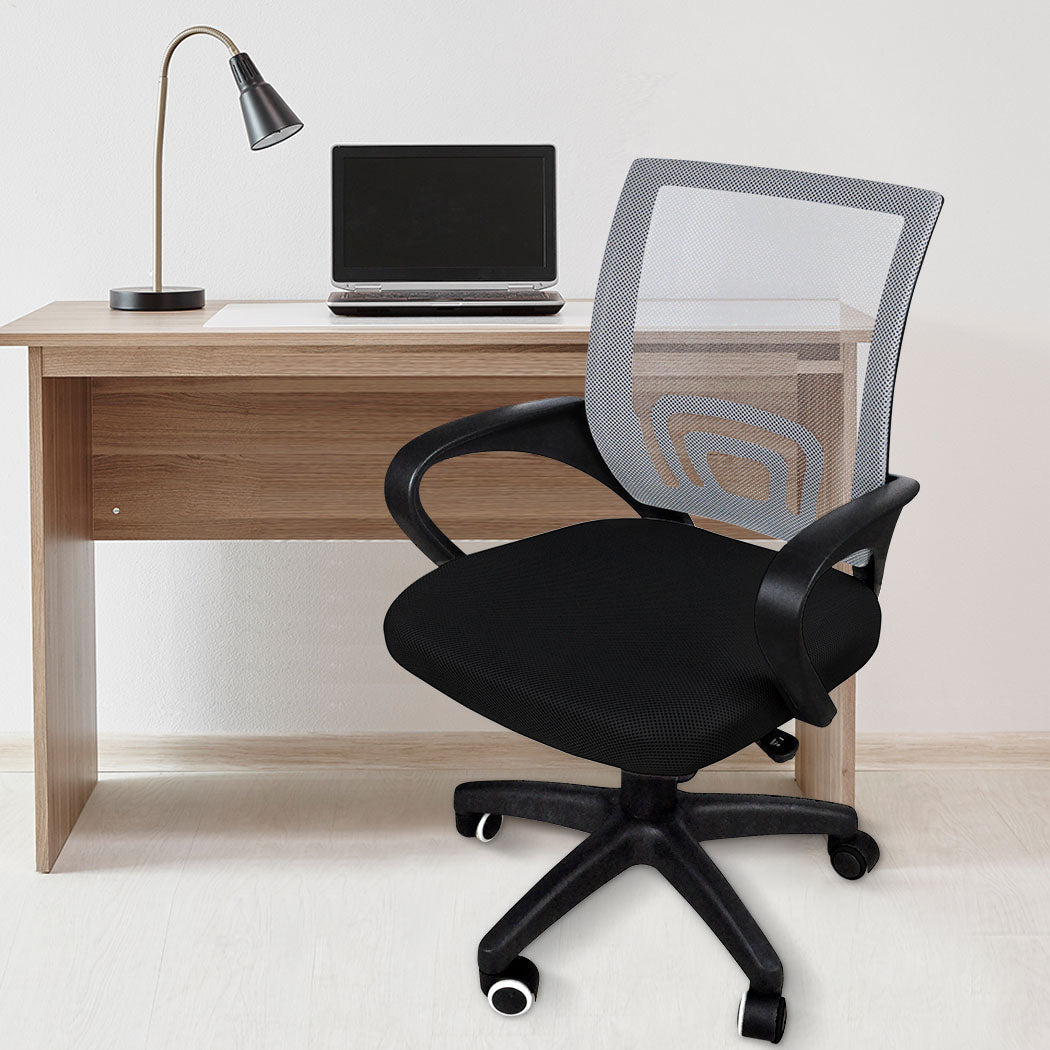 2X Office Chair Gaming Computer Grey Adjustable Ergonomic Seat Support