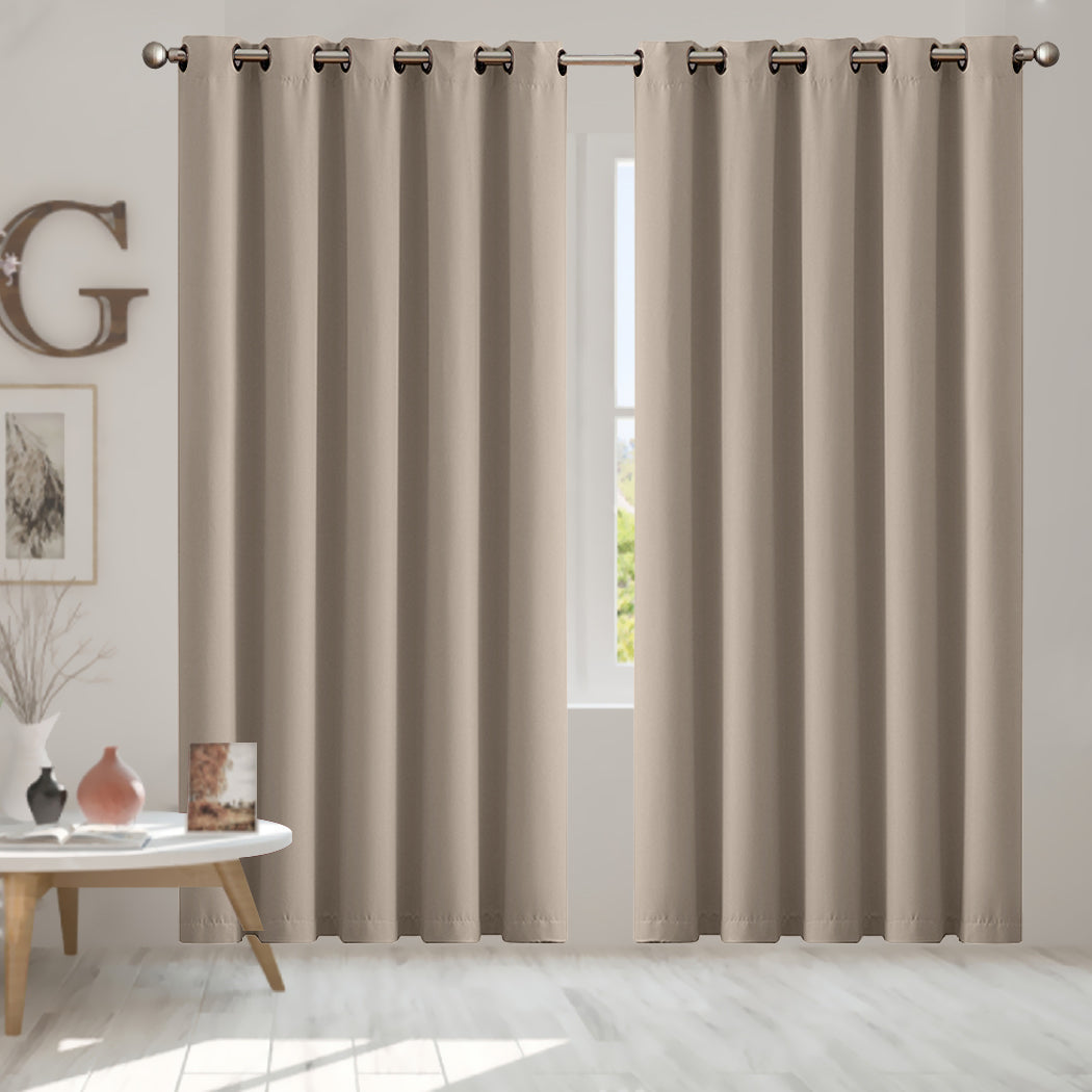 1 Sets of Sello 1 Sets Of 2X Blockout Curtains Panels 3 Layers Beige 180 230Cm