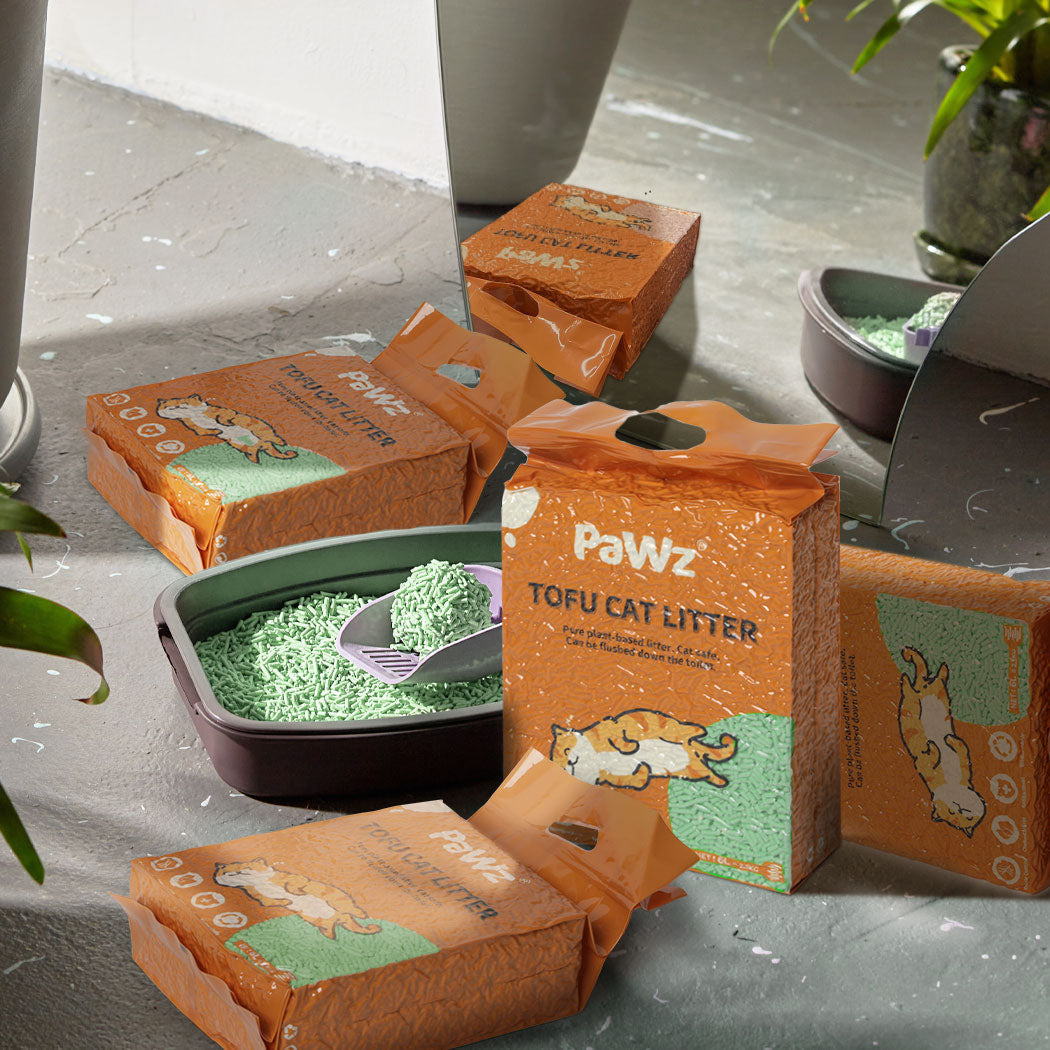 Pawz 2.5Kg Tofu Cat Litter Clumping Green Tea 6Pcs