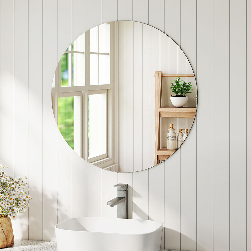 Yezi 50Cm Round Wall Mirror Frameless Tempered Glass